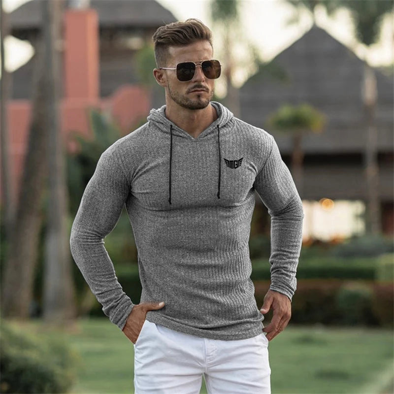 Knitted Hooded T-shirt Men