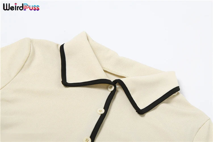 Weird Puss Ribbed Women Polo