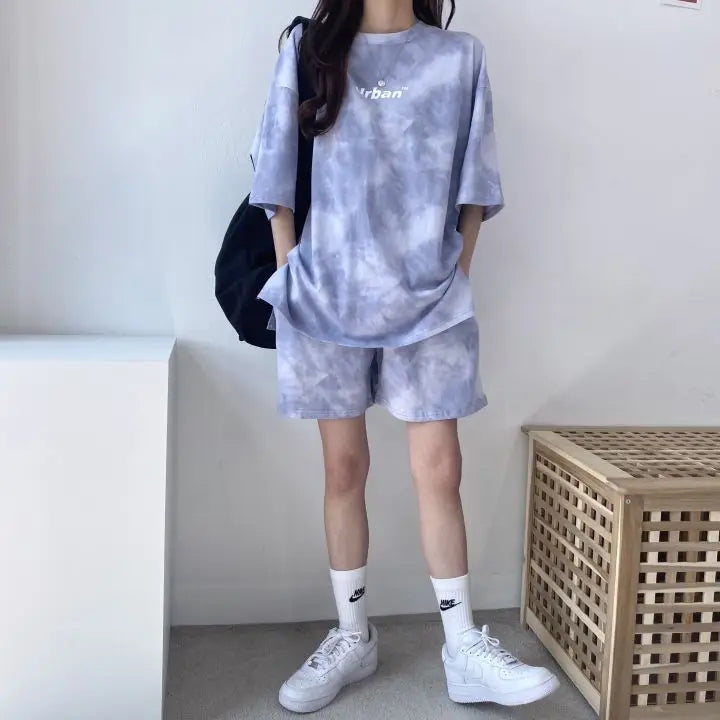 Women T-Shirt Shorts Suit Set Casual