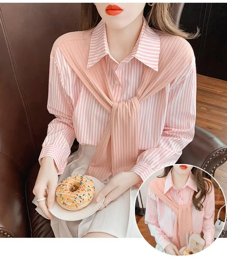 Shawl Striped Shirt for Women