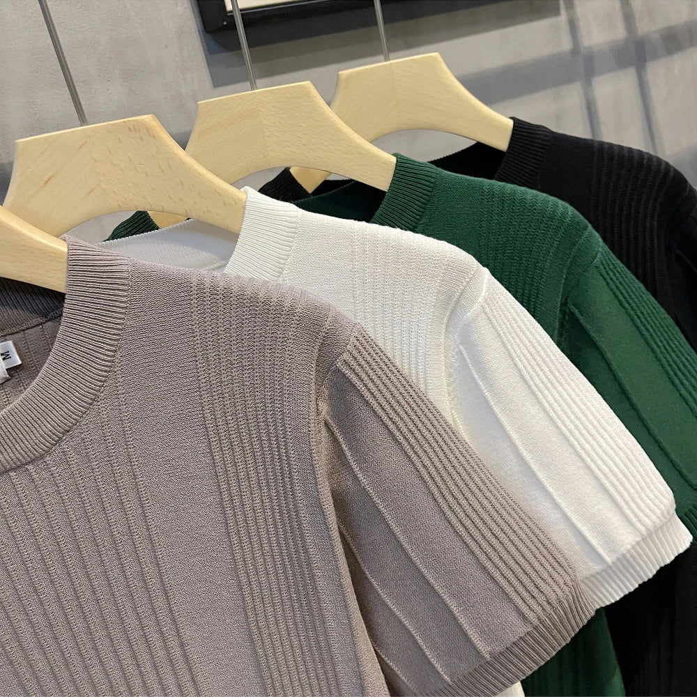 Men's Knit T-shirt Half Sleeve Heavyweight