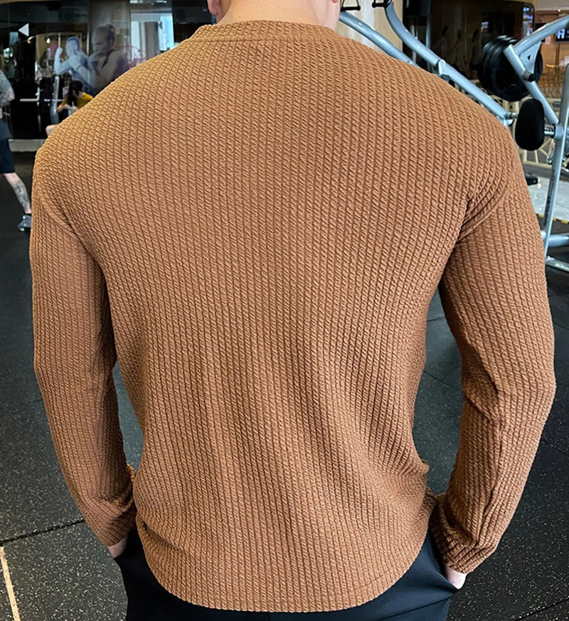 Knitted T-shirt Men's Casual Tshirt
