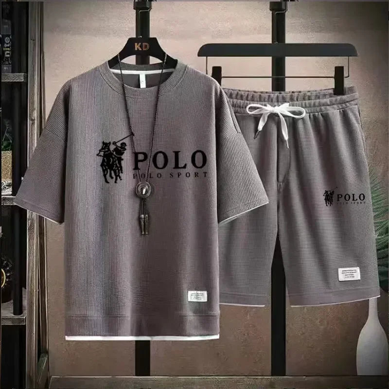 Men Sleeved T-Shirt+Sports Shorts