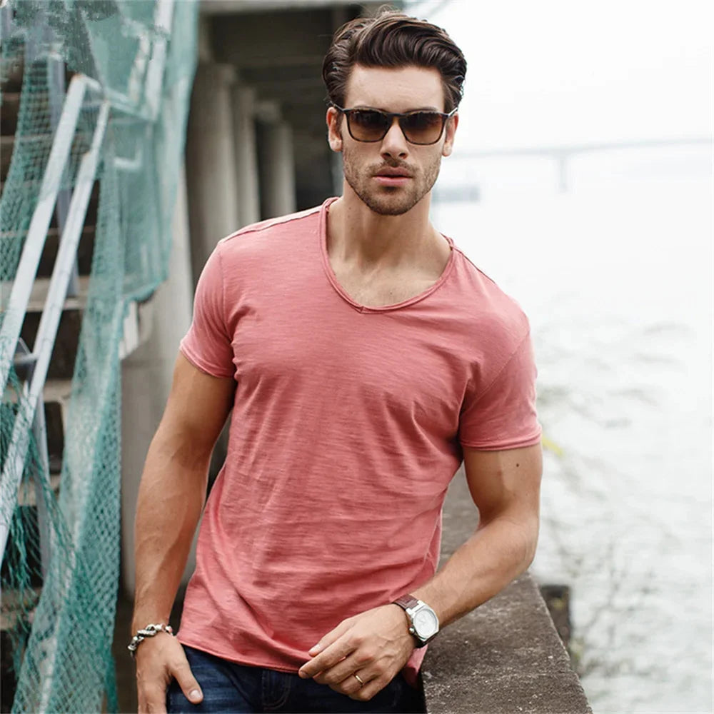 Men T-shirt V-neck