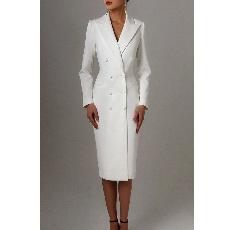 Women's Suit Long Blazer Double Breasted Jacket