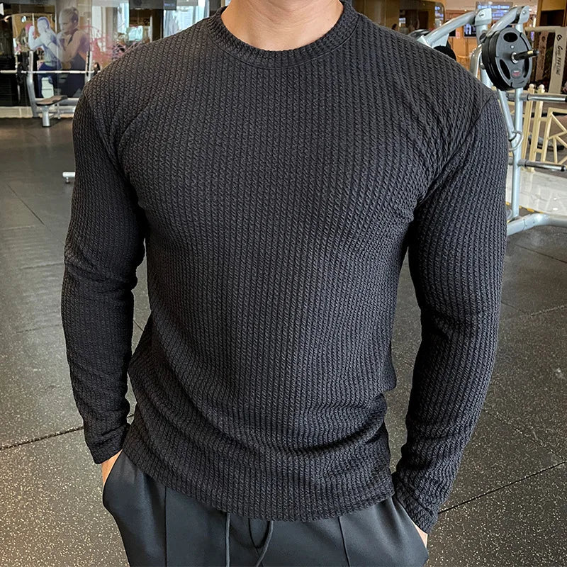 Knitted T-shirt Men's Casual Tshirt