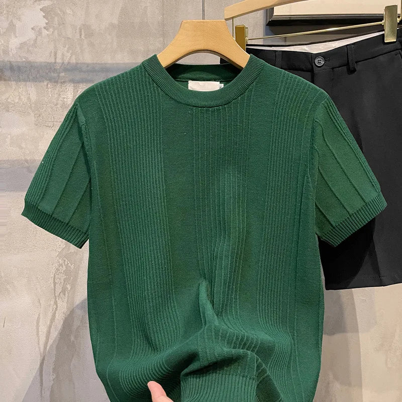 Men's Knit T-shirt Half Sleeve Heavyweight