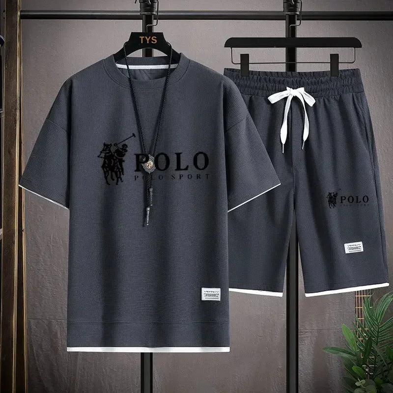 Men Sleeved T-Shirt+Sports Shorts