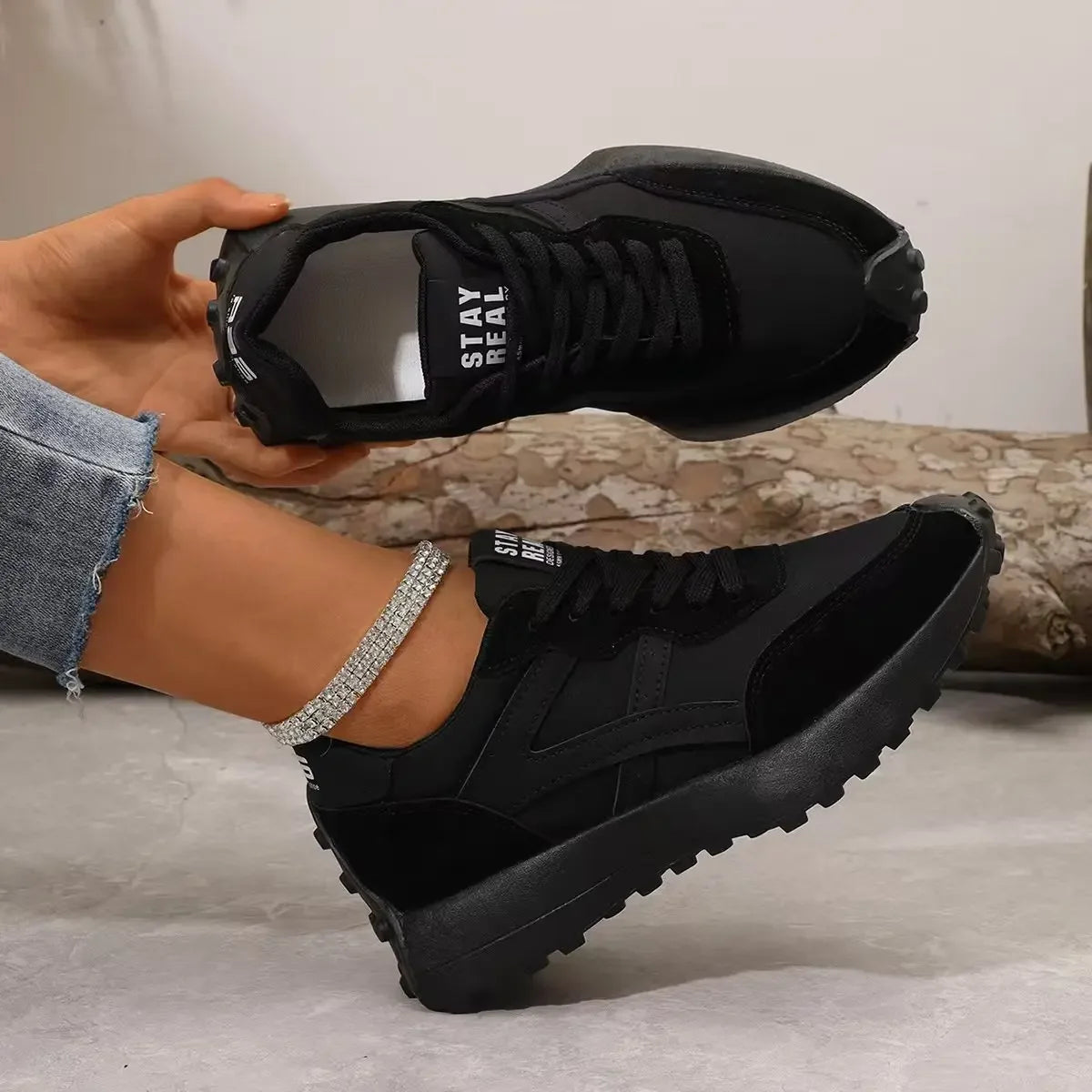 Women Sneakers Leather Luxury Platform Shoes