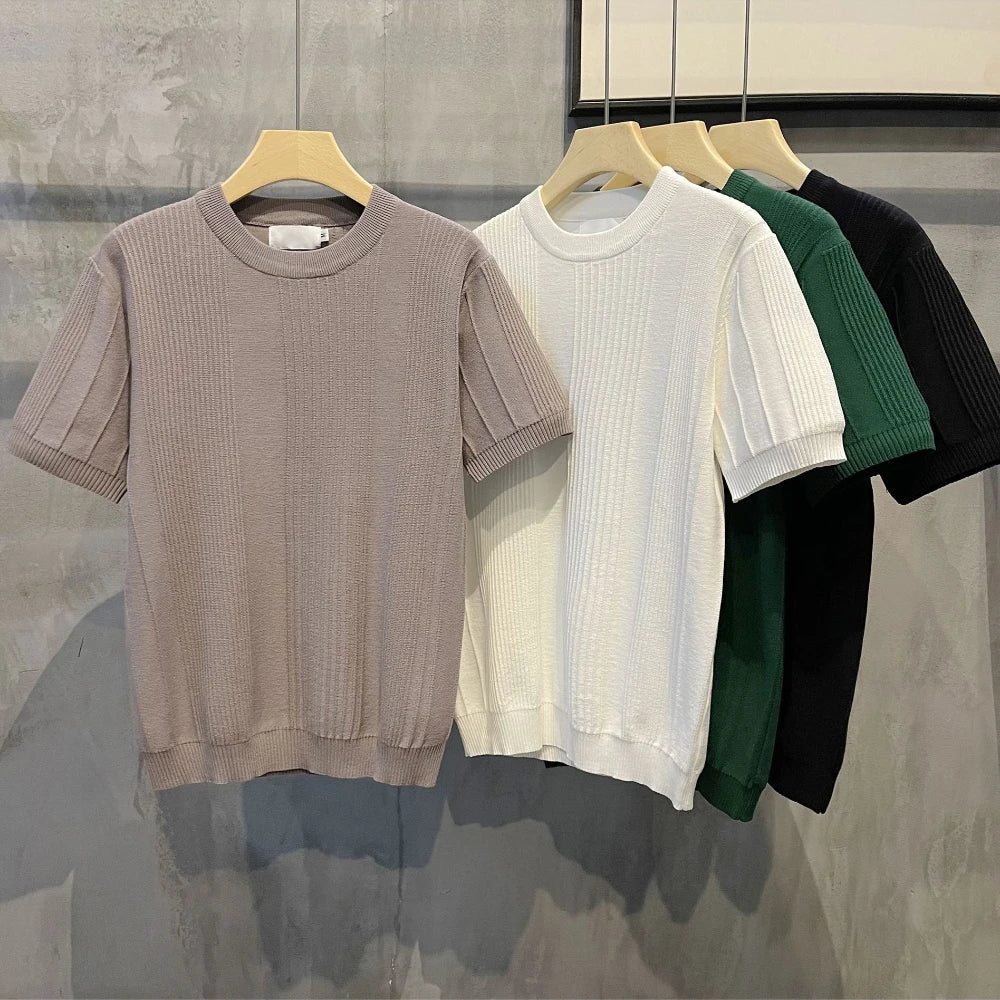 Men's Knit T-shirt Half Sleeve Heavyweight