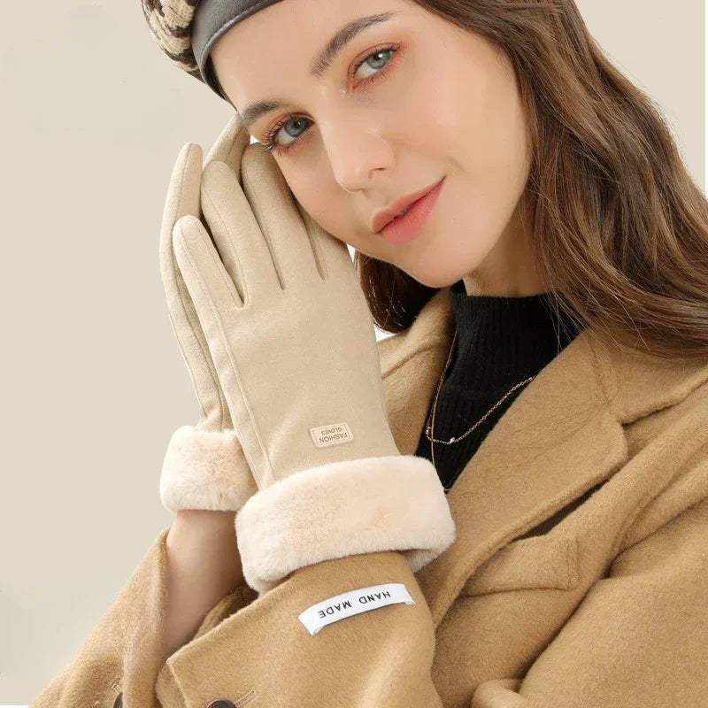 Women Winter Thick Plush Gloves Fashion