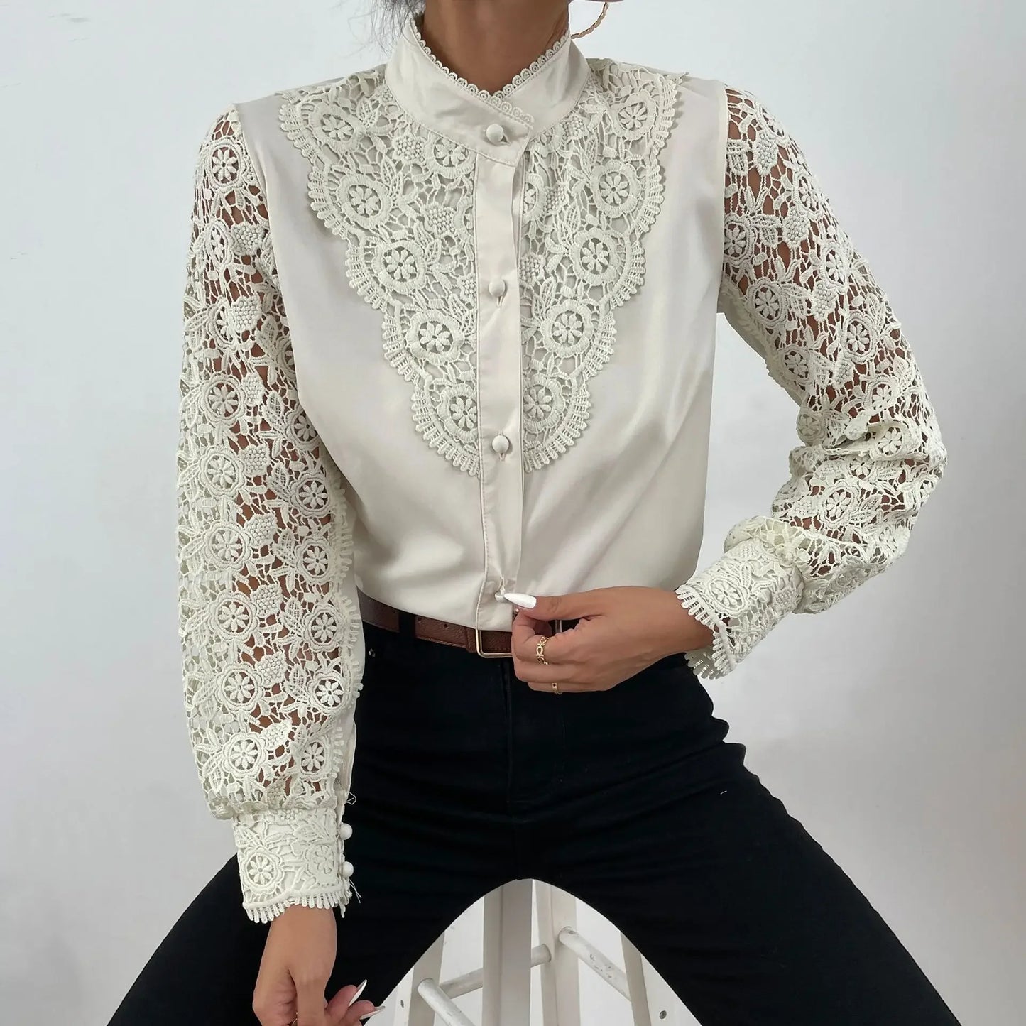 Women's Blouses White Office Spring Casual