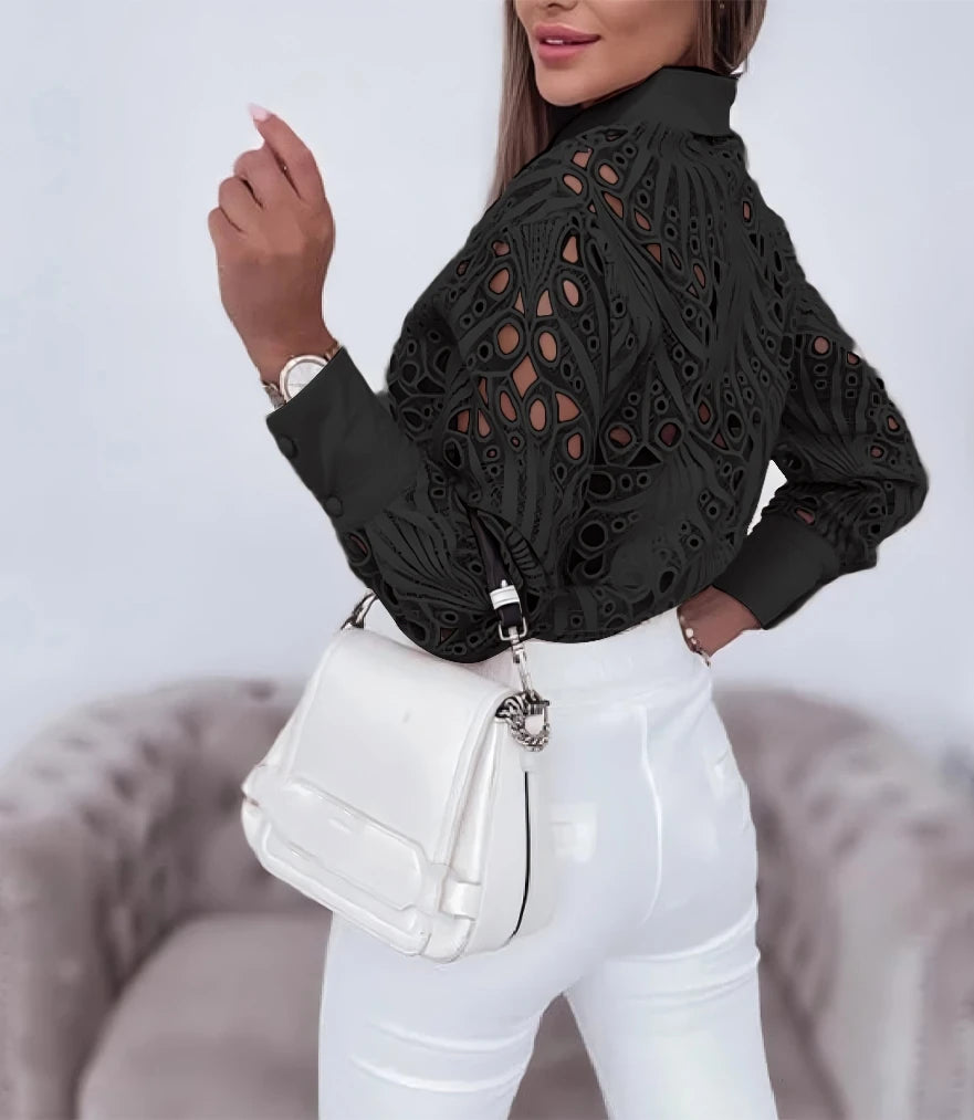 Women's Blouses Hollowed