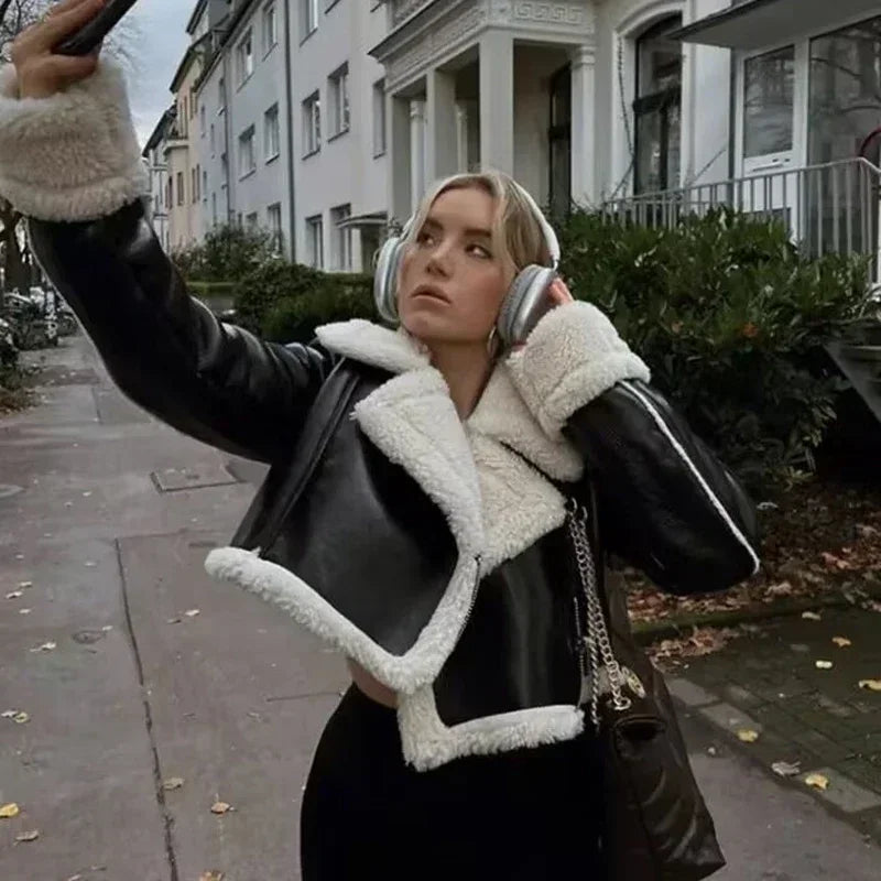 Women's Cropped Leather Jacket