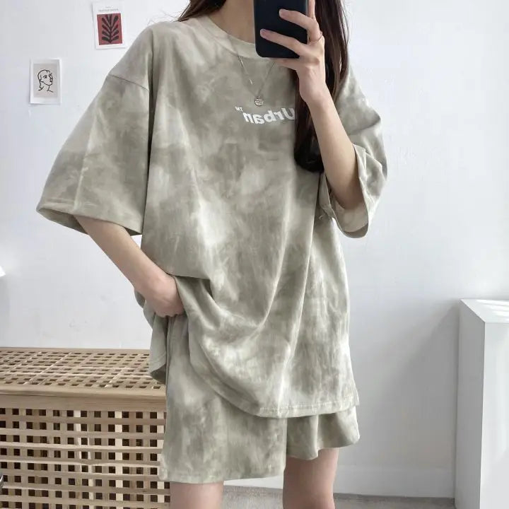 Women T-Shirt Shorts Suit Set Casual