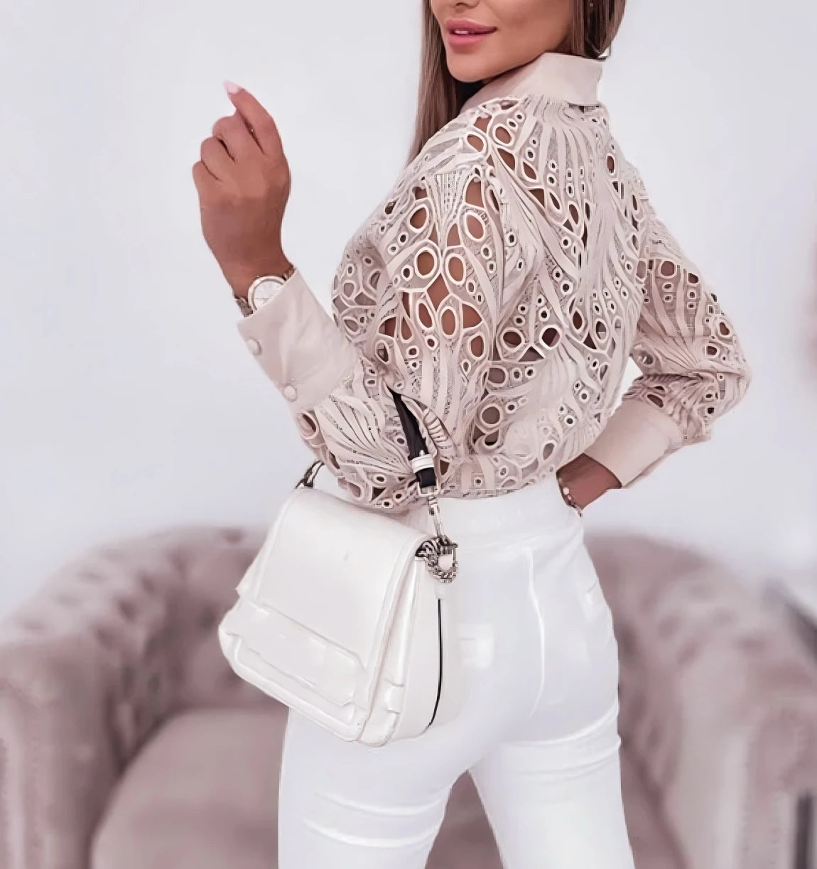 Women's Blouses Hollowed