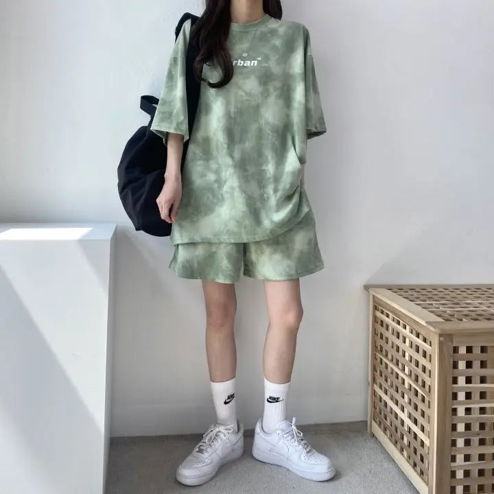 Women T-Shirt Shorts Suit Set Casual