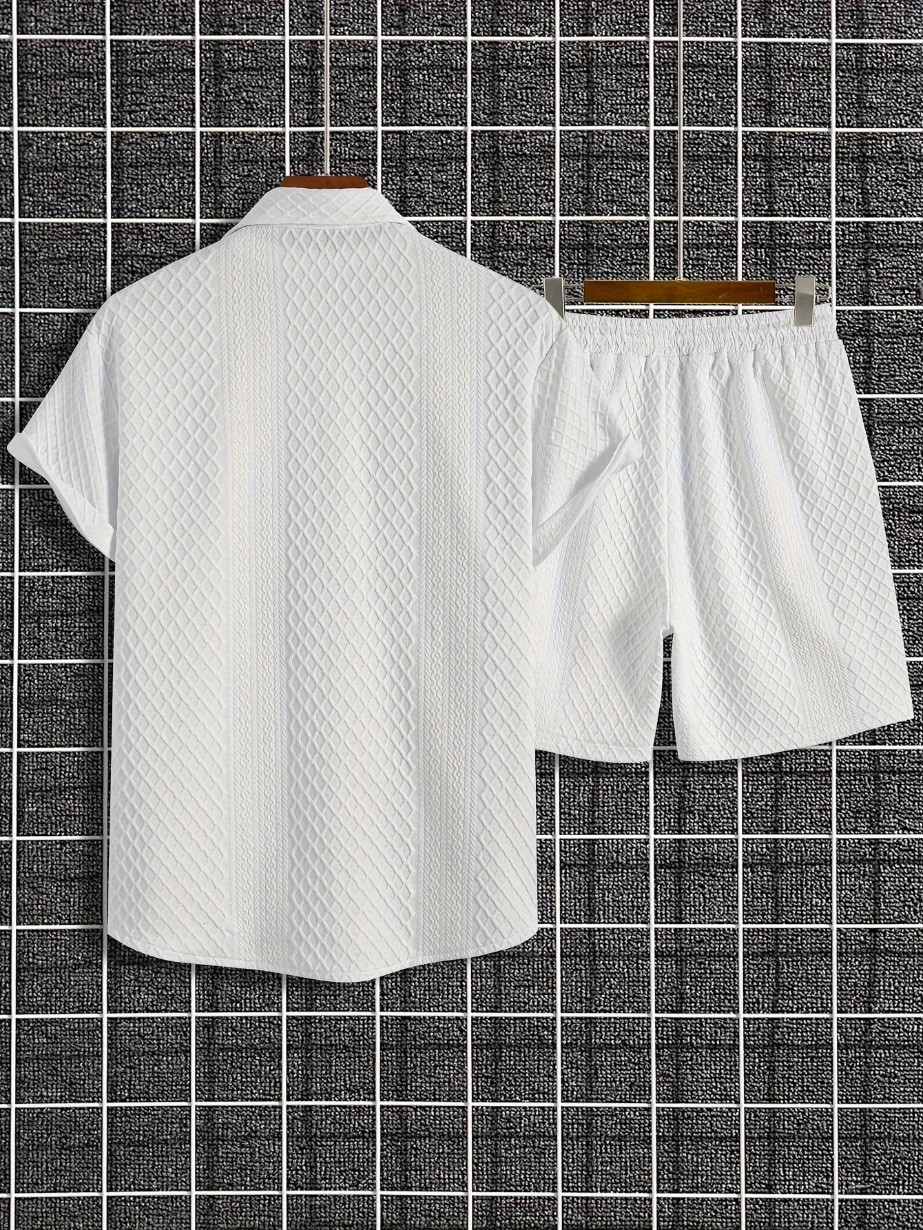 Men's 2pcs Set Of Solid Textured