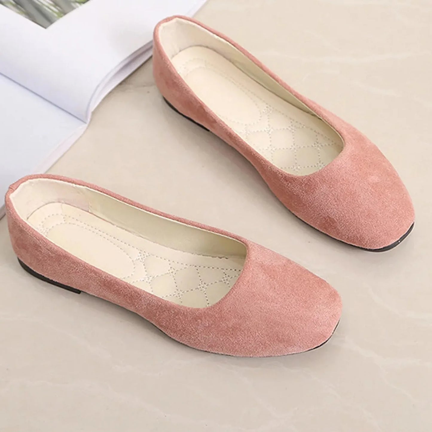 Women Suede Loafers Flat Heel