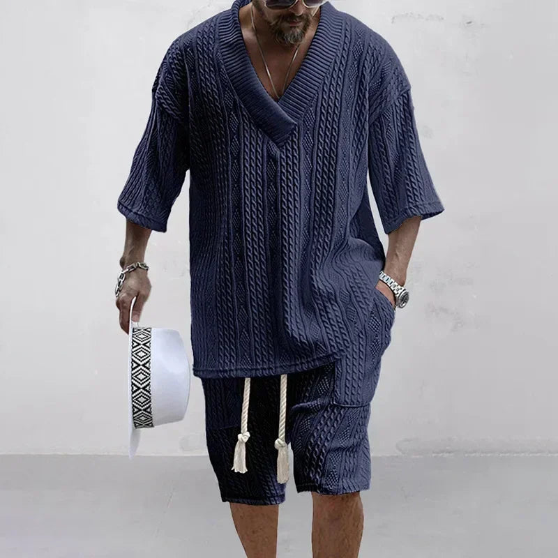 Men Shorts Set Summer Casual Knitted