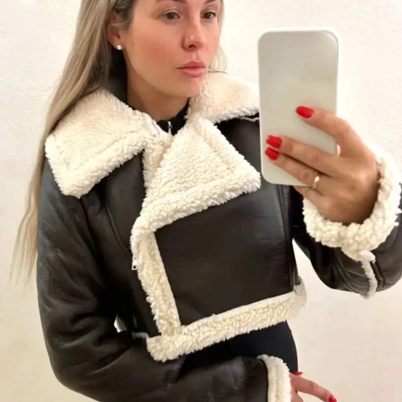 Women's Cropped Leather Jacket