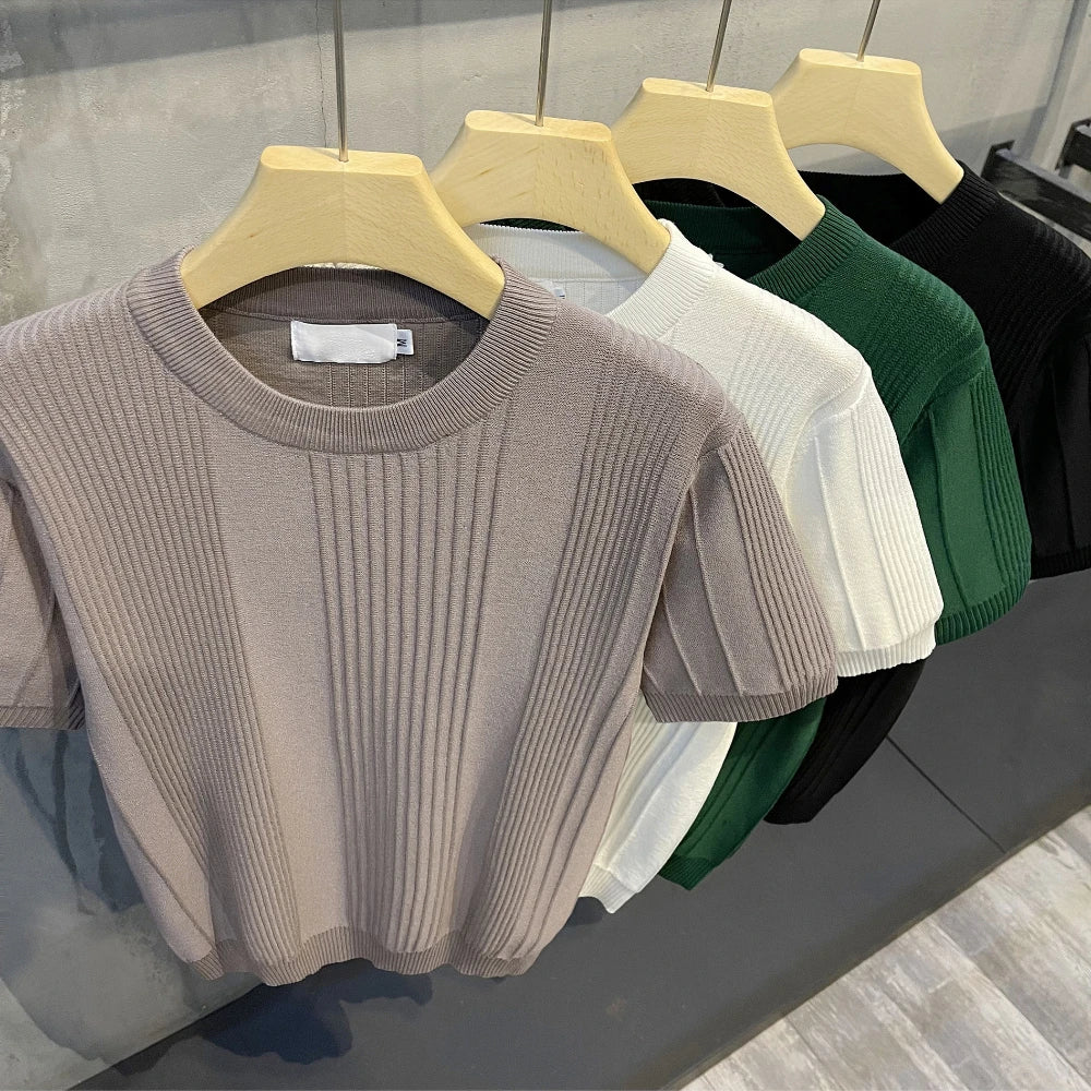 Men's Knit T-shirt Half Sleeve Heavyweight