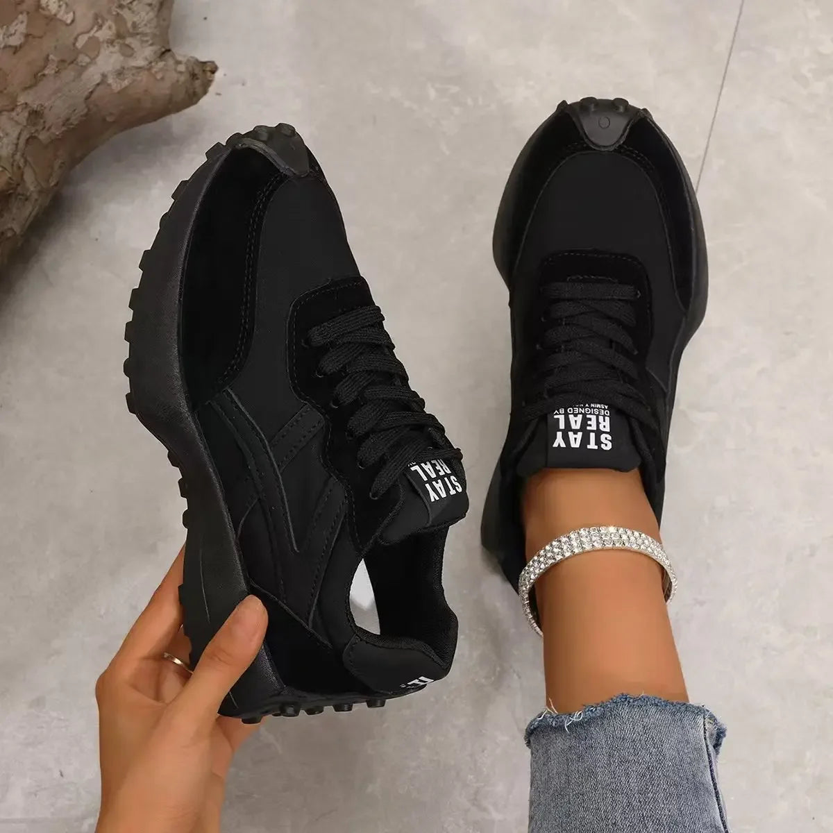 Women Sneakers Leather Luxury Platform Shoes