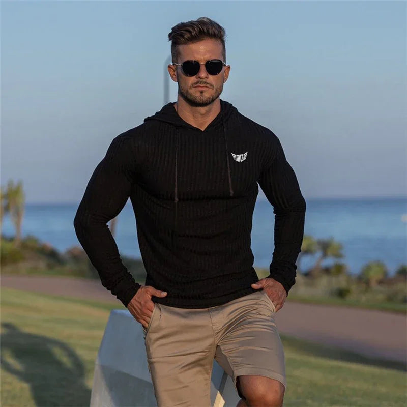 Knitted Hooded T-shirt Men