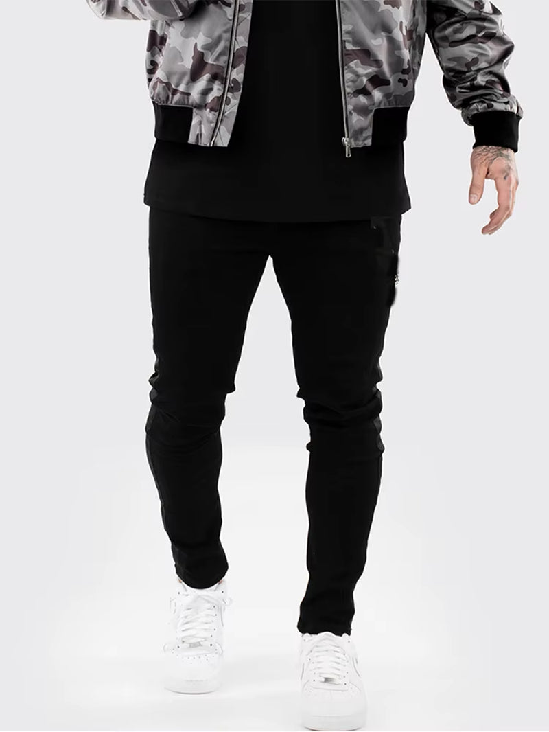 Streetwear Men'S Skinny Jeans Men Pants Pencil Biker Side Striped Jeans Hip Hop Slim Fit Man Stretchy Jeans
