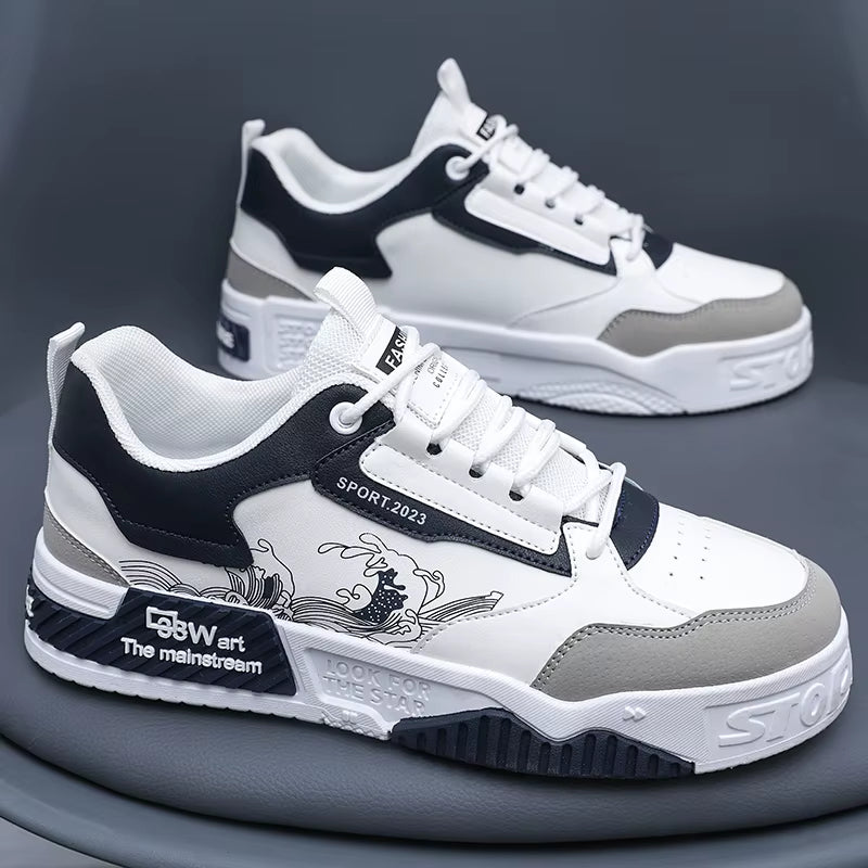 Skateboarding Shoes Men Flat Comfortable Leather Casual Vulcanized Shoes 2024 Trendy Classic Breathable Cheap Sneakers Man