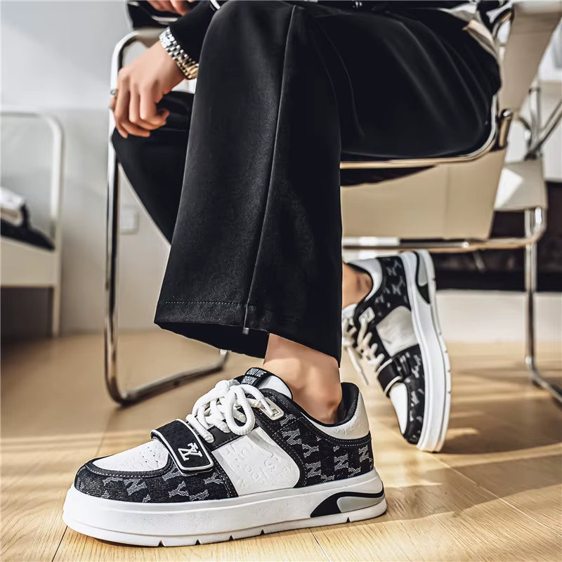Fashion Blue Men'S Sneakers 2025 Streetwear Hip Hop Shoes Spring Casual Skateboard Shoes Man Designer Luxury Sneakers