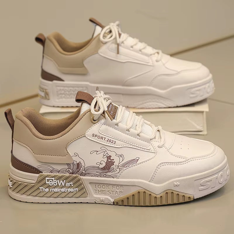 Skateboarding Shoes Men Flat Comfortable Leather Casual Vulcanized Shoes 2024 Trendy Classic Breathable Cheap Sneakers Man