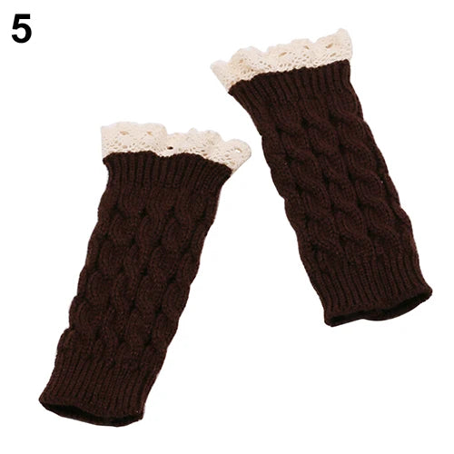 Lace Patchwork Women Knitting Embroidered Gloves