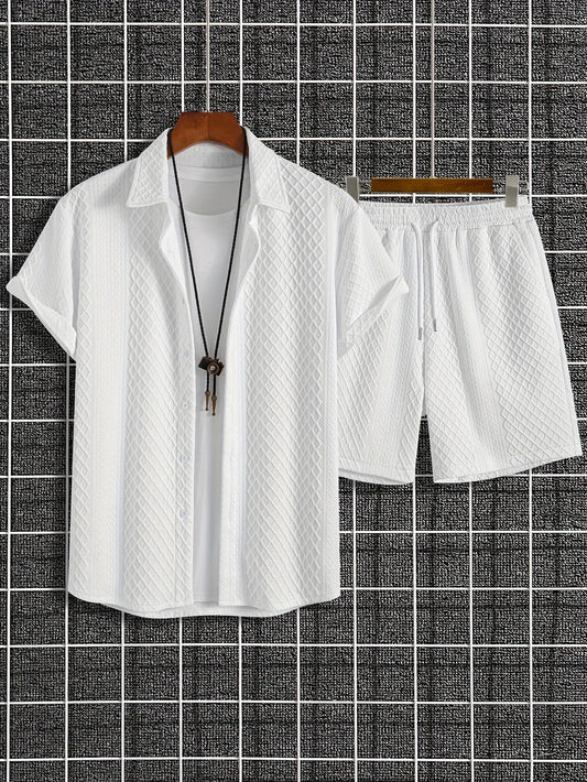 Men's 2pcs Set Of Solid Textured