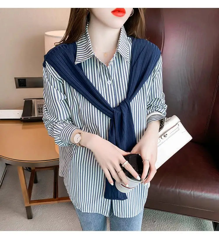 Shawl Striped Shirt for Women