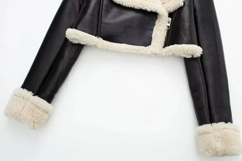 Women's Cropped Leather Jacket
