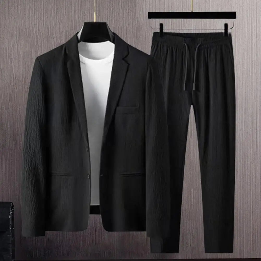 Men Two Piece Suit Striped Pleated