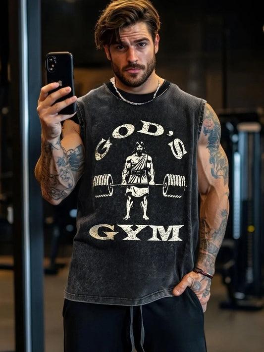 Men's Washed Tank Top Summer Running