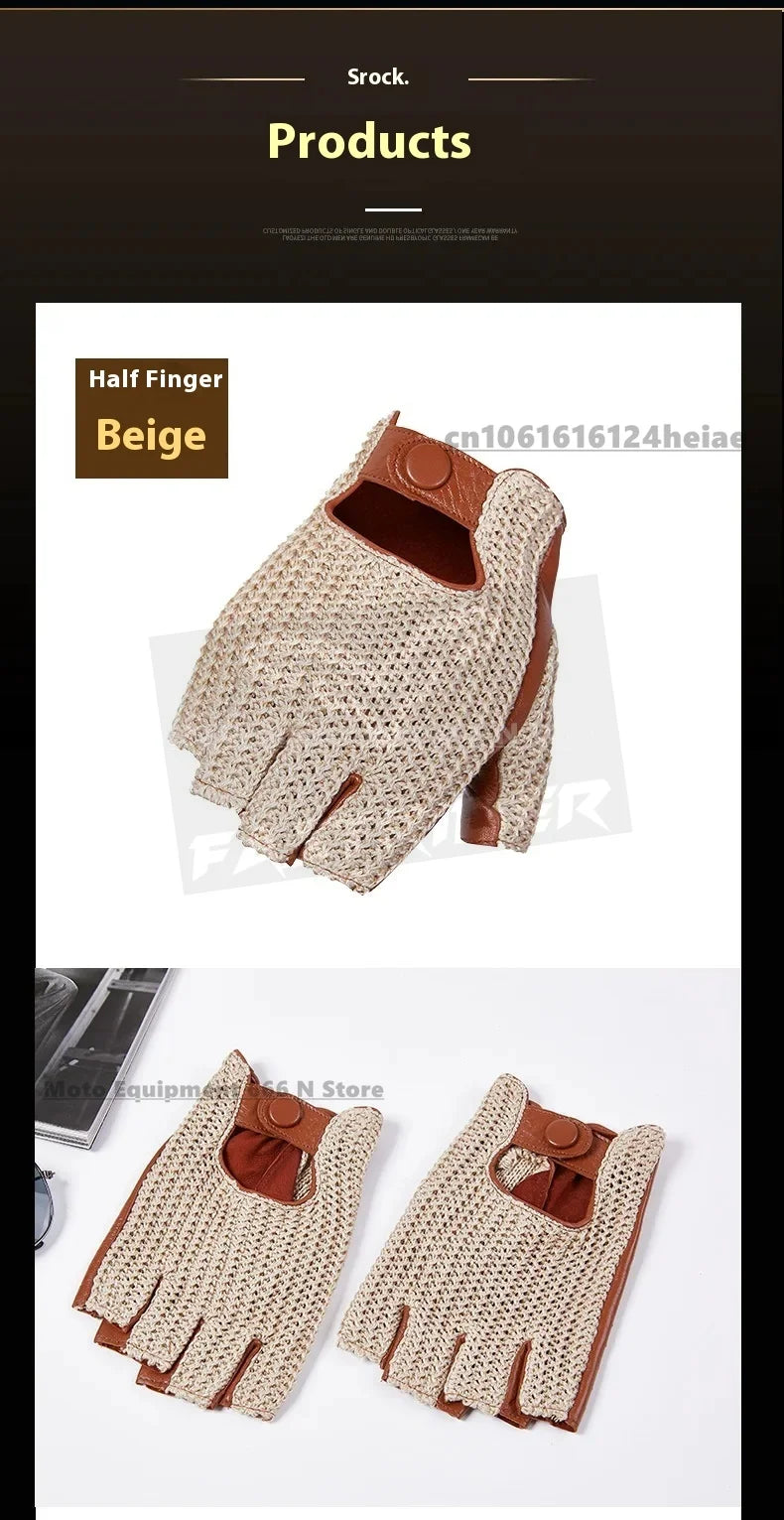 Men's Half-Finger Genuine Leather Moto