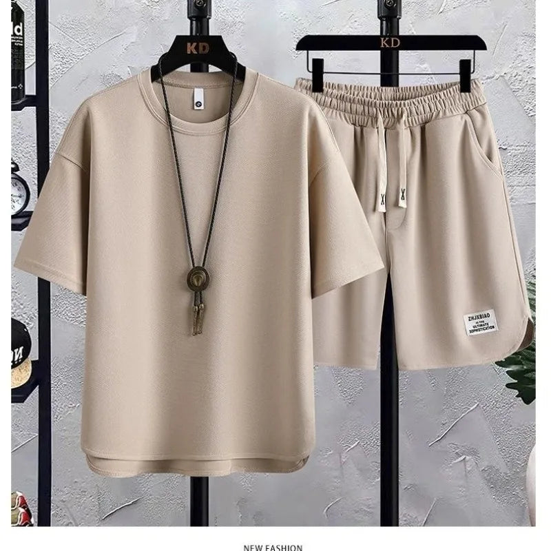 New Summer Suit Korean Casual T-shirt + Shorts