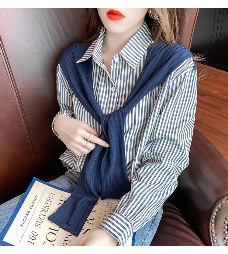 Shawl Striped Shirt for Women
