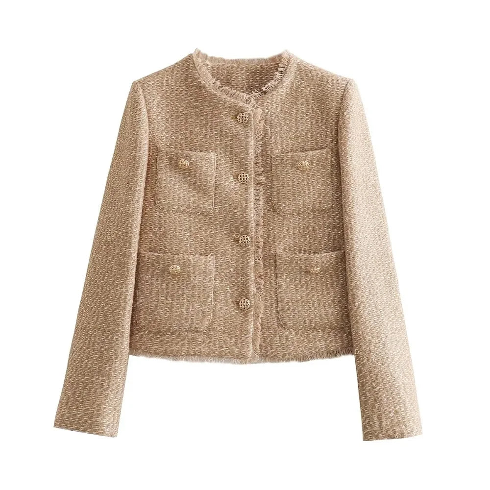 Women's Jacket Coat Tweed Cropped