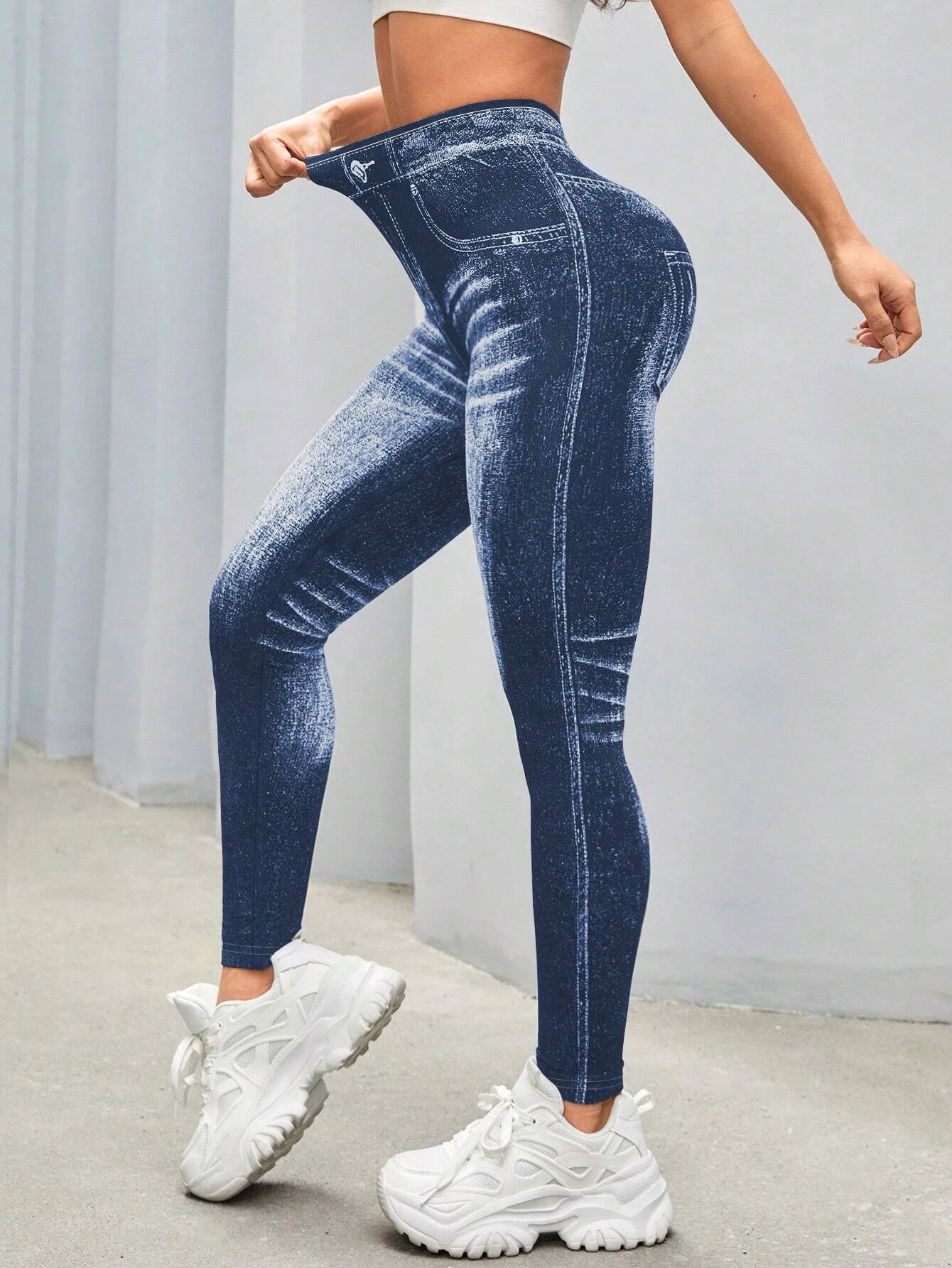 Women Imitation Jeans Leggings Casual