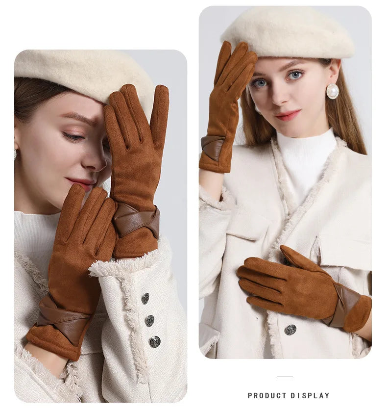 Winter Gloves For Women Suede