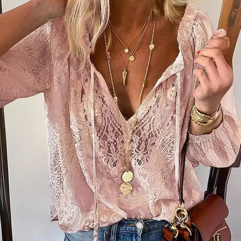 Women's Blouses Fashion Boho Lace