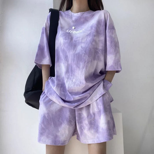 Women T-Shirt Shorts Suit Set Casual