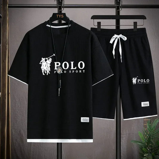 Men Sleeved T-Shirt+Sports Shorts