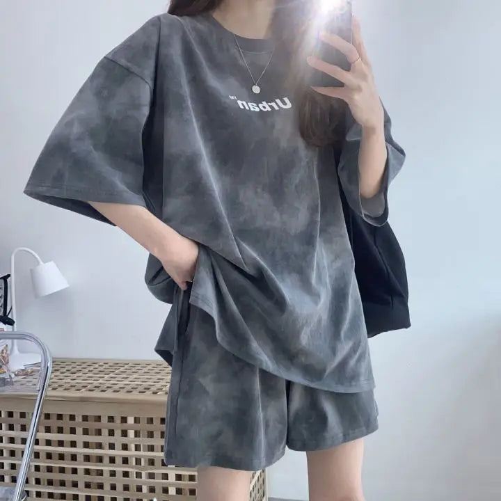 Women T-Shirt Shorts Suit Set Casual