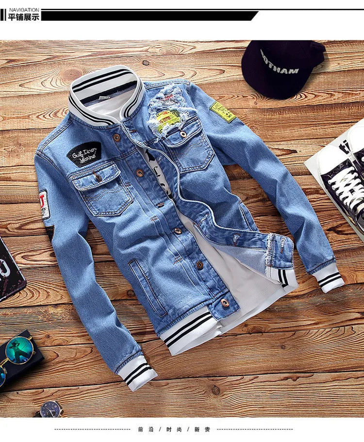 Denim Jacket Men Sportswear