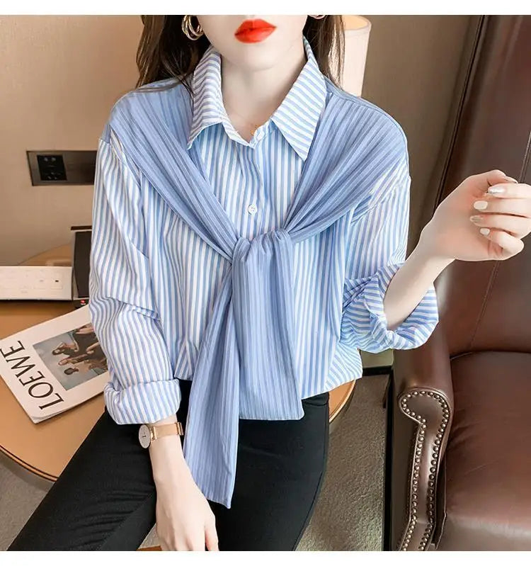 Shawl Striped Shirt for Women